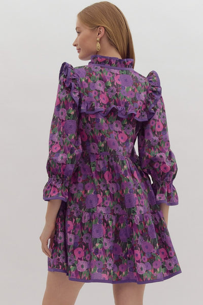 purple snow floral dress Entro Sumire Floral Mini Dress | Boutique Dresses