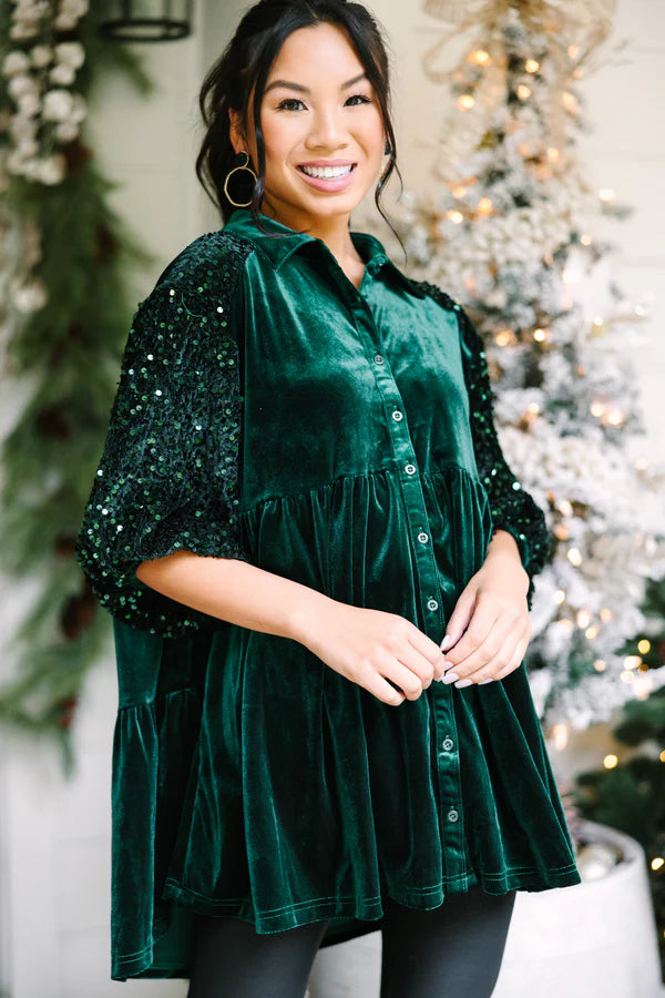 white christmas dresses Umgee Tinsley Sequin Velvet Tunic | Holiday Party Apparel