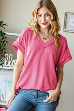 Tori V Neck Ribbed Top