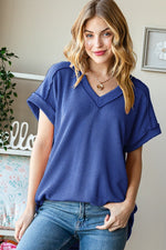 Tori V Neck Ribbed Top