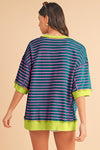 Jess Striped Oversized Top | Green