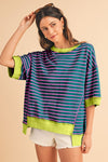 Jess Striped Oversized Top | Green