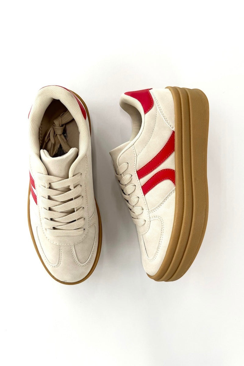 Gaze Platform Sneakers | Beige/Red