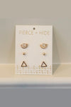 Pierce + Hide Opal Crescent Stud Trio