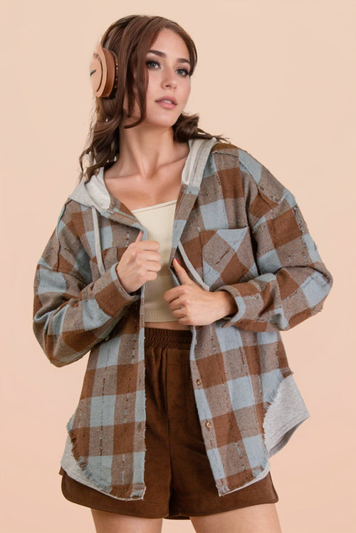 boutique flannel hooded top
