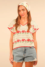 boutique knit floral tops