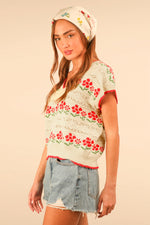 boutique knit floral tops