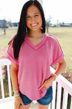 Tori V Neck Ribbed Top