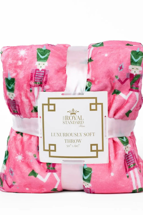 Nutcracker plush holiday blanket throw