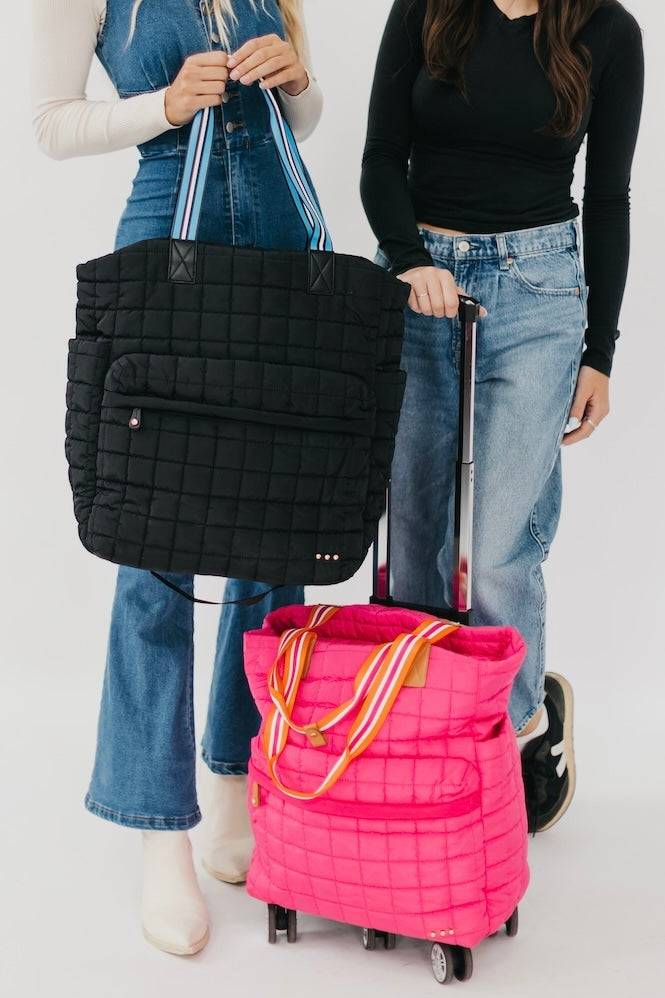 Boutique quilted roller suitcase