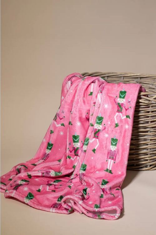 Nutcracker plush holiday blanket throw