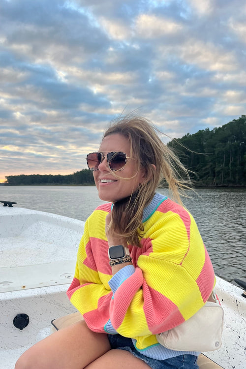 Zoey Striped Knit Pullover Sweater