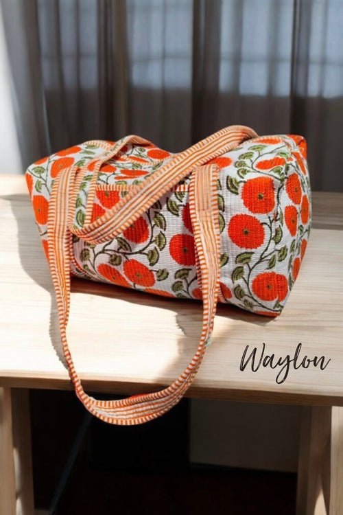 quilted floral duffle bags