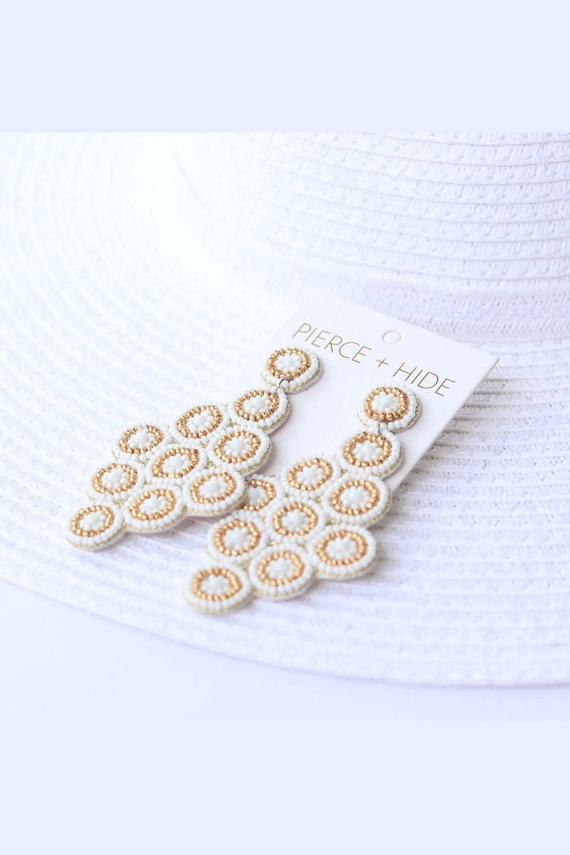 Pierce + Hide White & Gold Plaza Earrings
