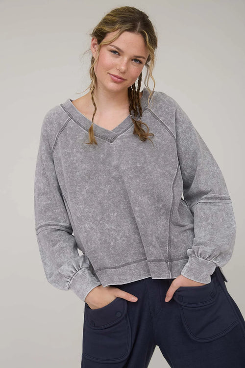 boutique distressed washed sweatshirts tops