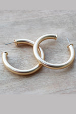 Pierce + Hide Large Brushed Gold Hoop Earrings