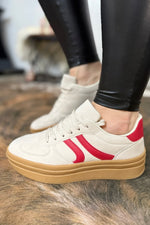 Gaze Platform Sneakers | Beige/Red