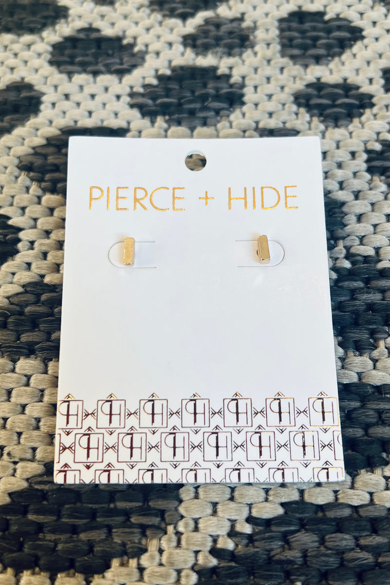 Pierce + Hide Mini Gold Bar Stud Earrings