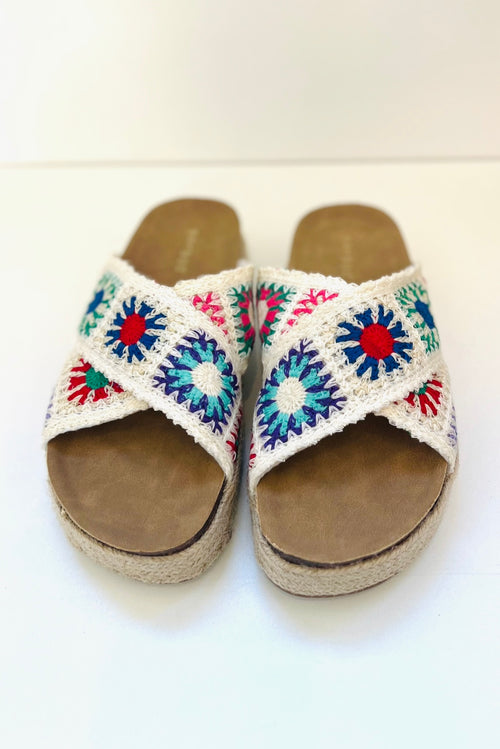 Jules Crochet Espadrille Platform Sandals