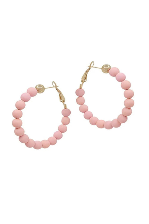 Pierce + Hide Clay Ball Hoop Earrings | Blush