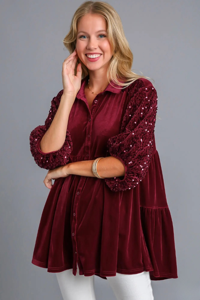 Umgee Tinsley Sequin Velvet Tunic | Holiday Party Apparel | Totally Rad  Boutique  Totally Rad.