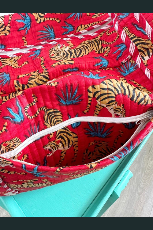 Quilted Weekender Travel Bag | Red Tiger