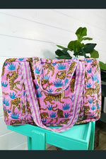 Quilted Weekender Travel Bag | Pink Tiger