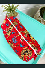 Quilted Cosmetics Toiletry Bag | Red Tiger