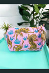 Quilted Cosmetics Toiletry Bag | Pink Tiger