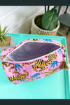 Quilted Cosmetics Toiletry Bag | Pink Tiger