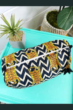 Quilted Cosmetics Toiletry Bag | Black Tiger