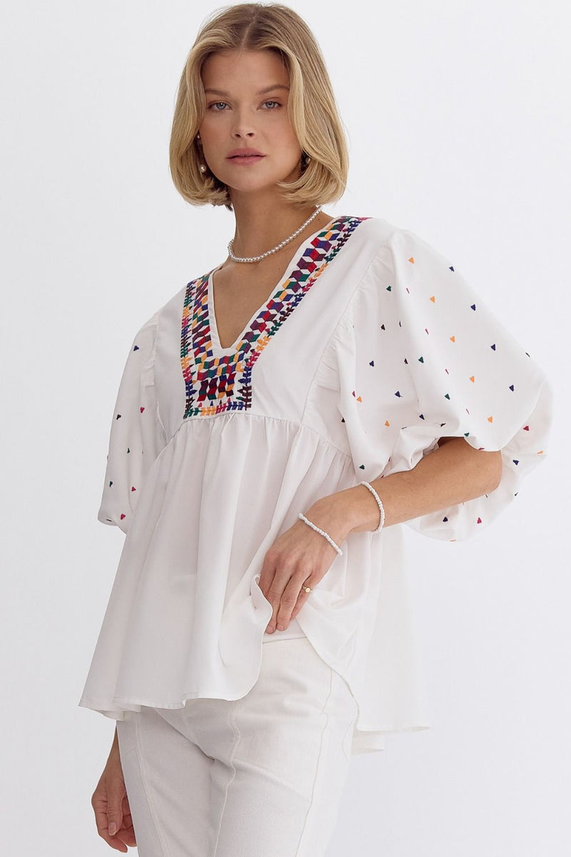 womens embroidered boho top