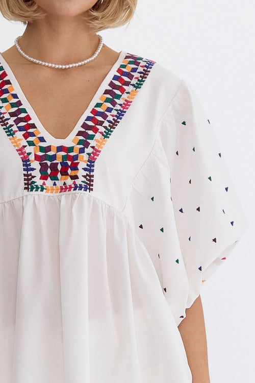 womens embroidered boho top