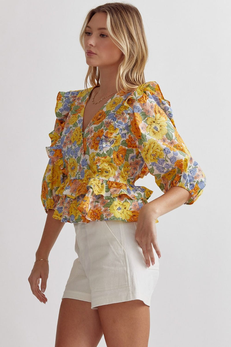 Entro Michelle Floral Ruffle Top