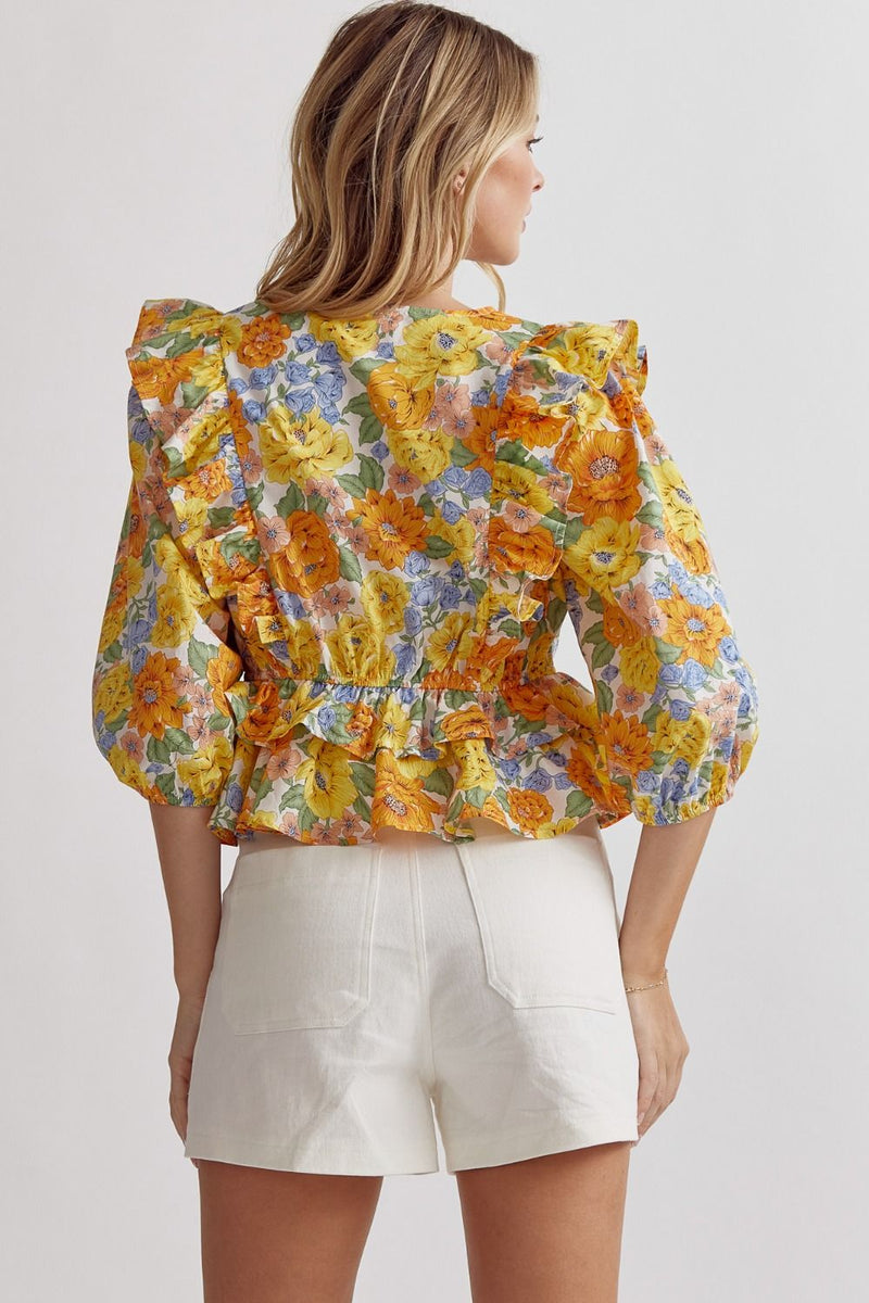 Entro Michelle Floral Ruffle Top