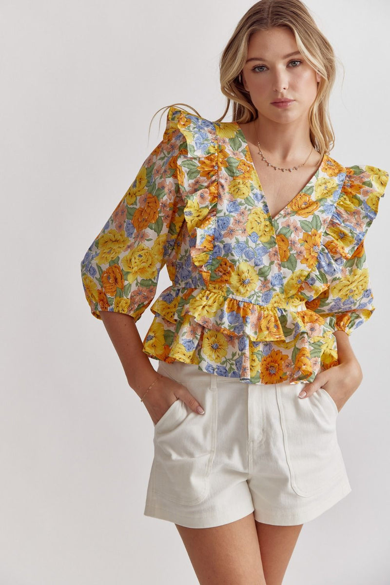 Entro Michelle Floral Ruffle Top