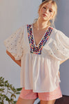 womens embroidered boho top