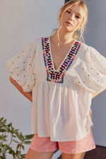 womens embroidered boho top