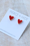 Pierce + Hide Druzy Heart Earrings | Red