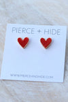 Pierce + Hide Druzy Heart Earrings | Red